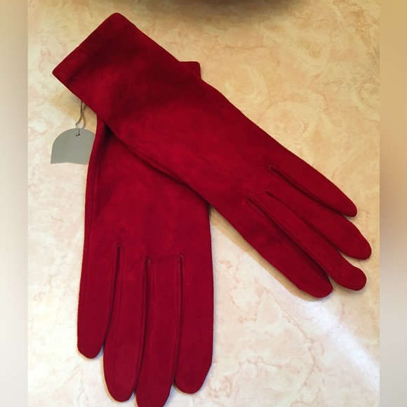 Accessories - Sz 8 red suede gloves